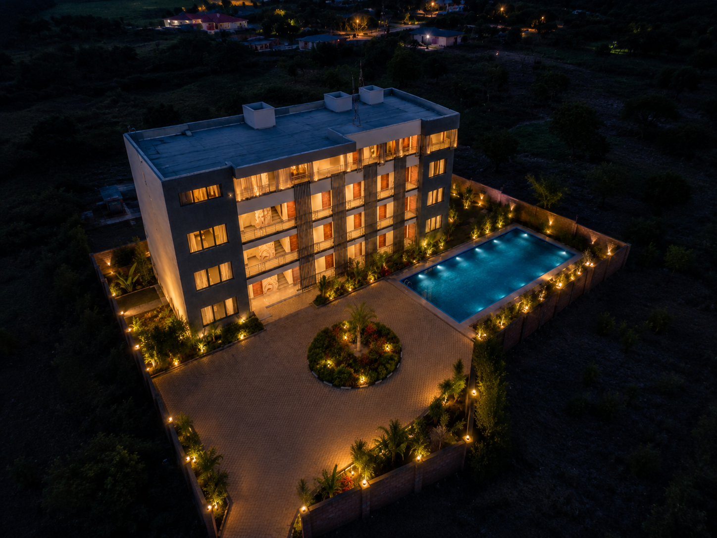 Victory Hotel aerial view and pool